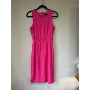 J.Crew Button Back Midi Dress Neon Flamingo Pink Size 4‎ Luxury Preppy
